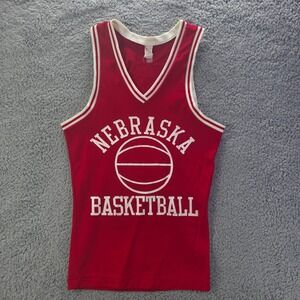 Vintage Southern Athletic Nebraska Basketball Jersey Red Tank Top Mens S 80s 90s